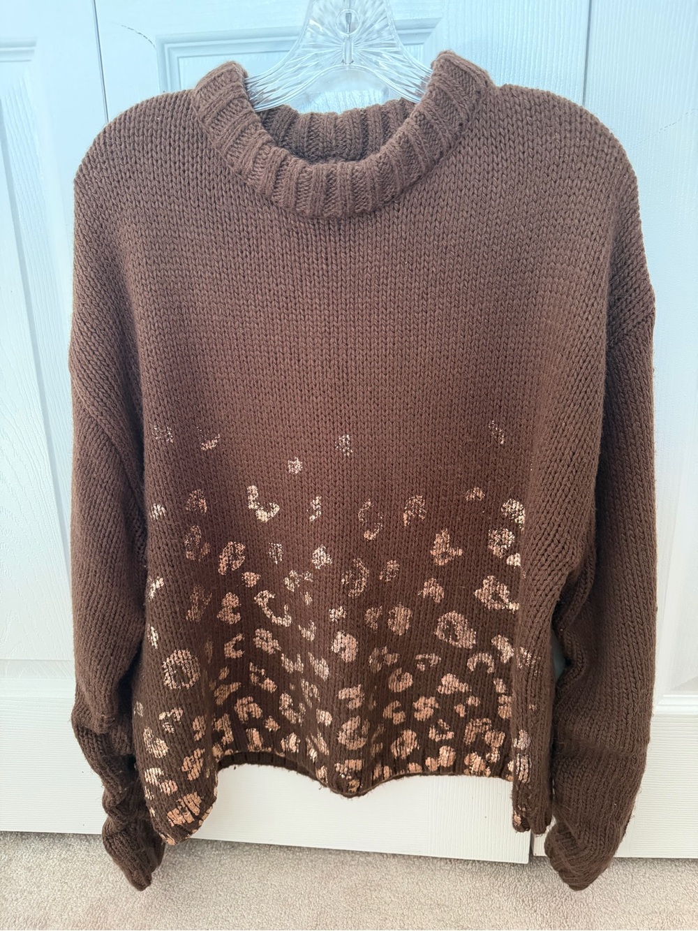 Democracy Cable Knit Cowl Neck Sweater in Brown
